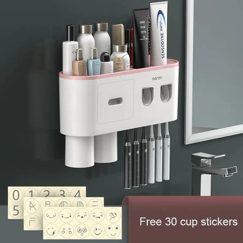 Magnetic Adsorption Waterproof Storage Box with Toothpaste Dispenser Wall Mounted Bathroom Accessories