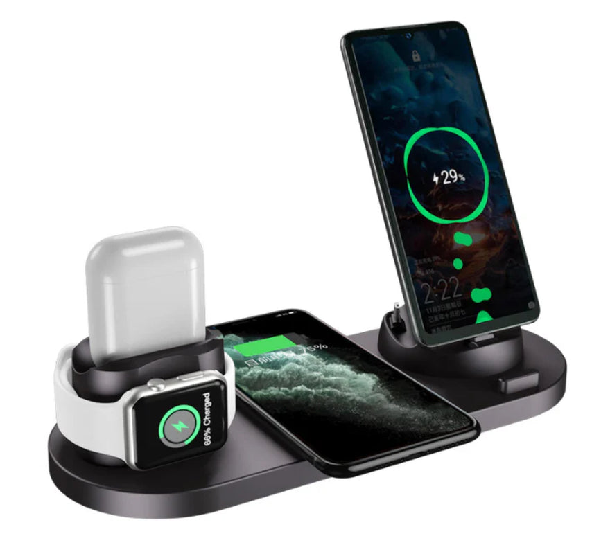 Multi Device Charging Hub 6 in 1 Wireless Dock Station