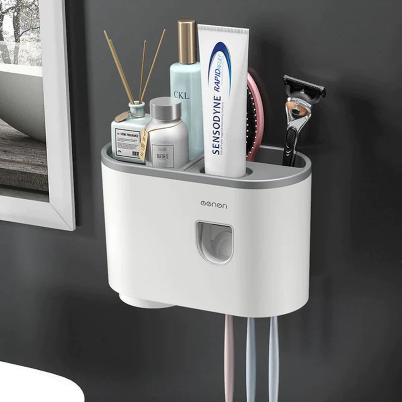 Magnetic Adsorption Waterproof Storage Box with Toothpaste Dispenser Wall Mounted Bathroom Accessories