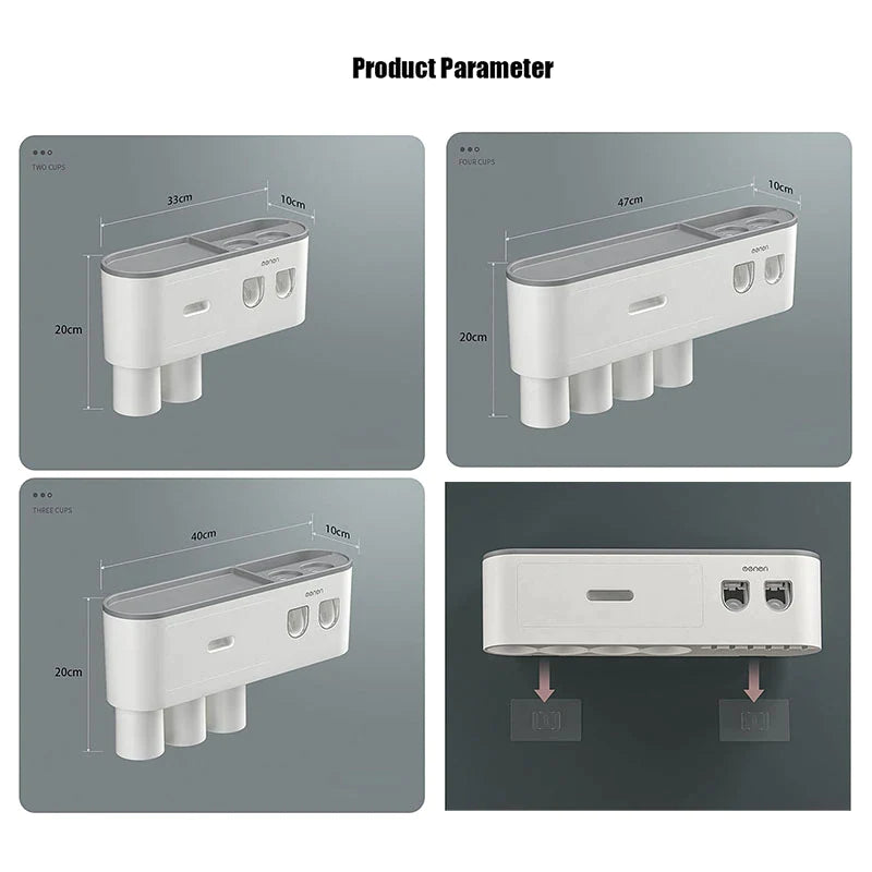 Magnetic Adsorption Waterproof Storage Box with Toothpaste Dispenser Wall Mounted Bathroom Accessories