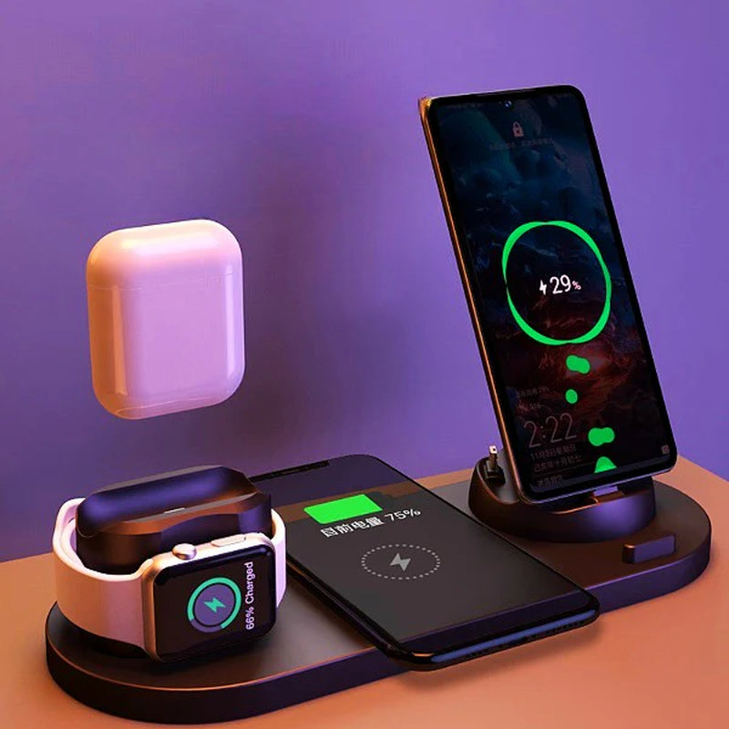Multi Device Charging Hub 6 in 1 Wireless Dock Station