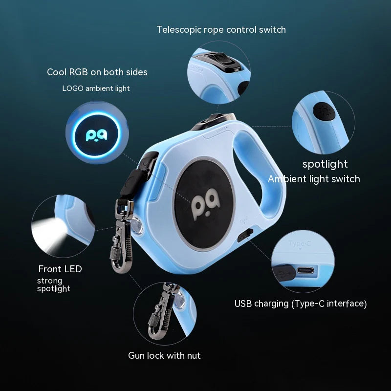 Smart LED Pet Lead Auto Reel Leash