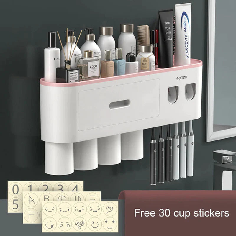 Magnetic Adsorption Waterproof Storage Box with Toothpaste Dispenser Wall Mounted Bathroom Accessories