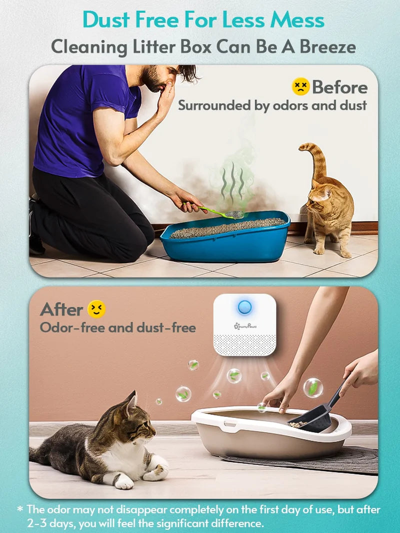 Downypaws Smart Cat Odor Purifier for Cats Litter Box and Air Cleaner Pets Deodorization