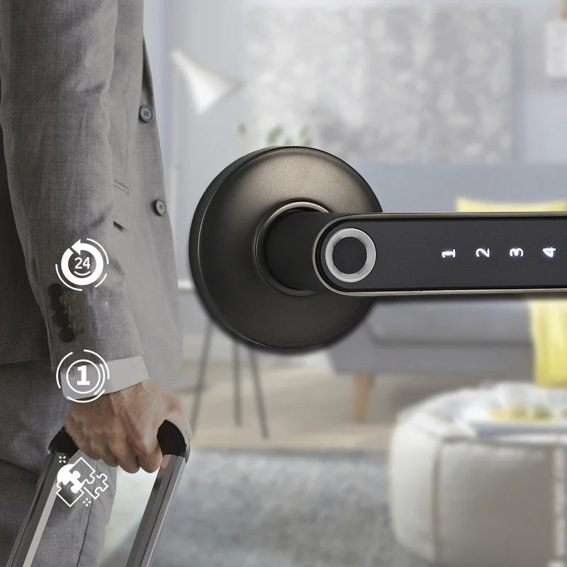 Intelligent Biometric Keyless Digital Door Lock Metal Secure Smart Handle for Residential Use